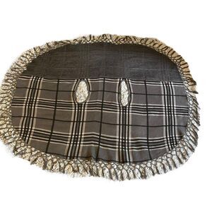 G Brand Shawl Womans One Size Grey Plaid 59x51 Two Holes Multi Use Wear
